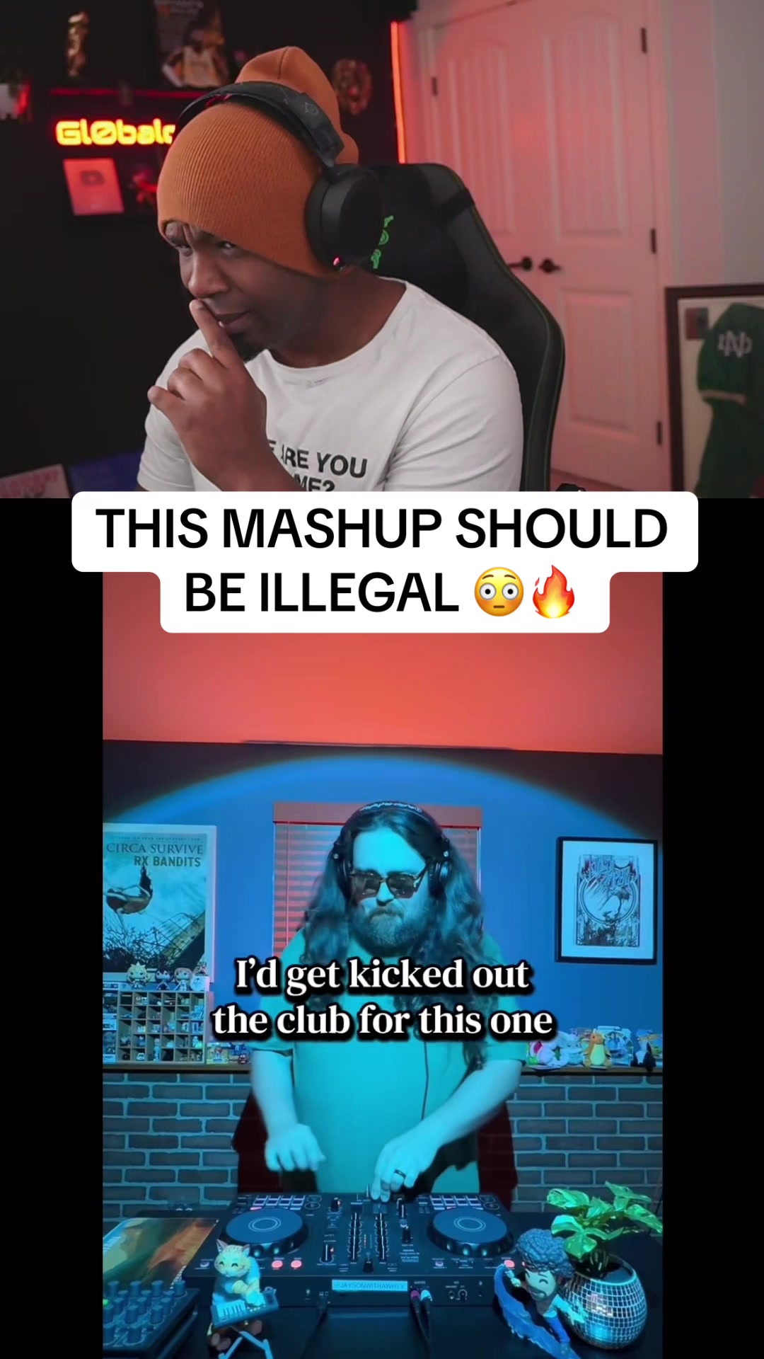 Still from @gl0balofficial's TikTok post: Illegal mashup claim creates moral outrage curiosity loop
